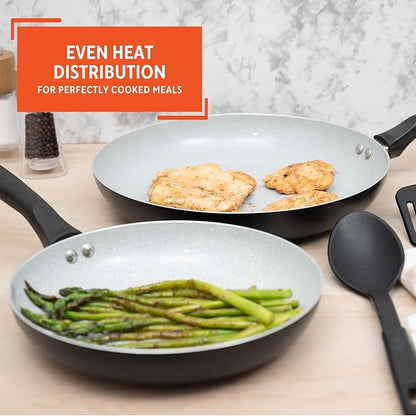 IMUSA Nonstick Ceramic Cookware Set 4-Piece 8in/10in, with Stay-Cool Handles, Aluminum, Black - Image 4