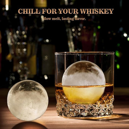 Whiskey Ice Cubes Mold 2 Pack - Round Ice Cube Mold & Ice Ball Maker Set with Storage Bin, Ice Cube Trays with Lid, Tongs for Bourbon & Cocktails, Gifts for Whiskey Lover - Image 2