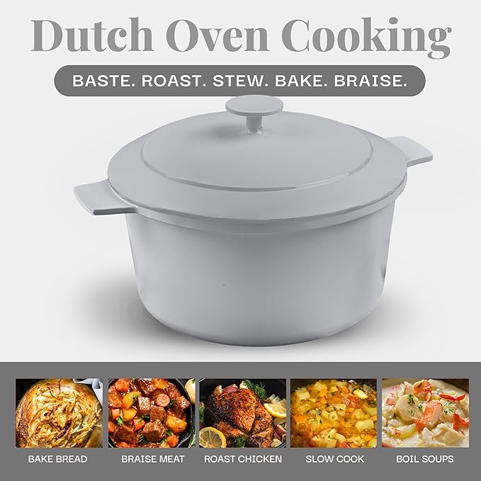 Gotham Steel 5 Qt Dutch Oven Pot with Lid, Nonstick Ceramic Dutch Oven Stock Pot, 10 in 1 Cooking Pot & Dutch Oven for Bread Baking, Lightweight, Oven & Dishwasher Safe – Gray - Image 7