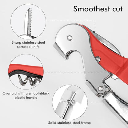 Professional Waiter Corkscrew Wine Openers Set(2PCS), Heavy Duty Stainless Steel Hinges Wine Key for Restaurant Waiters, Sommelier, Bartenders - Image 5
