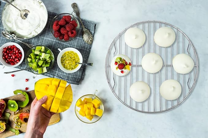 P&P CHEF Round Cooking Rack, 3 Pcs Stainless Steel Baking Cooling Steaming Grilling Rack, Fits Air Fryer/Stockpot/Pressure Cooker/Round Cake Pan, Oven & Dishwasher Safe (7.5 Inch) - Image 7