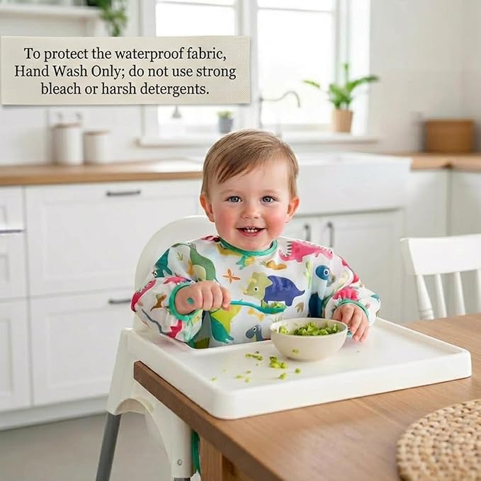 PandaEar 5 Pack Baby Long Sleeve Bibs| Waterproof Full Sleeve Bib for Baby Infant Toddler 6-36 Months