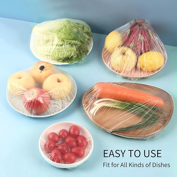Homelove Plastic Bowl Covers Dish Cover Food Cover, 200pcs Reusable Elastic Stretch Fresh Keeping Covers, Kitchen Dining Cookware Canning Lids Food Bags, Universal Kitchen Plastic Wrap [Colorful] - Image 2