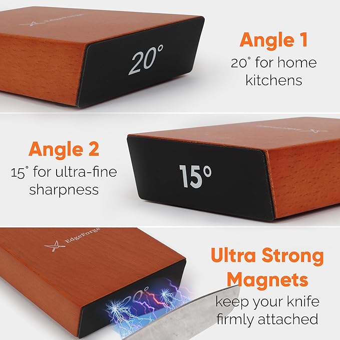 Knife Sharpener – Rolling Knife Sharpener Kit with Diamond Disc & Stainless Steel Polishing Disc, Magnetic 15° & 20° Angle Guide, Manual Kitchen Knife Sharpener Tool, Ideal Gift - Image 4