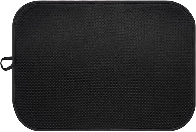 Black Dish Drying Mat XXL 17”x24” – Absorbent Kitchen Drying Mat for Kitchen Counter, Dish Rack Mat, Utensils, Pots & Pans – Dish Drying Pad, Drainer Mat, Dish Mats for Drying Dishes by FullBeDare