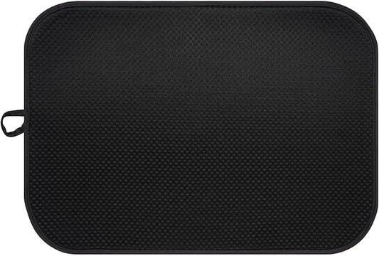 Black Dish Drying Mat XXL 17”x24” – Absorbent Kitchen Drying Mat for Kitchen Counter, Dish Rack Mat, Utensils, Pots & Pans – Dish Drying Pad, Drainer Mat, Dish Mats for Drying Dishes by FullBeDare