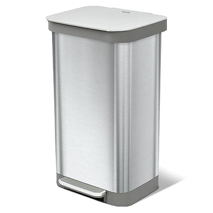 Glad Stainless Steel Step Trash Can, Series 2 with Clorox Protection - Large Metal Kitchen Garbage Bin with Soft Close Lid, Foot Pedal and Waste Bag Roll Holder, 20 Gallon by GladTrashFoodStorage