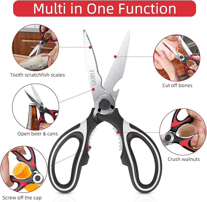 Kitchen Scissor For General Use 2-Packs,Heavy Duty Kitchen Raptor Meat Shears,Dishwasher Safe Cooking Scissors,Stainless Steel Multi-function Scissors For Food,Chicken,Poultry,Fish,Herbs - Image 4