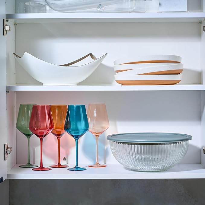 8pc Ribbed Glass Mixing Bowls with Leakproof Airtight Lids - BPA-Free Meal Prep Stackable Space Saving Nesting, Kitchen Baking Food Storage & Serving Containers - Microwave, Freezer, Dishwasher Safe. - Image 8