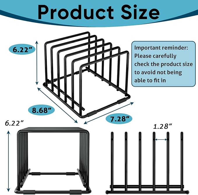 2-Pack Cutting Board Organizer, 5-Slot Steel Kitchen Storage Rack for Cutting Boards, Baking Trays, and Thin Pans - Compact Clutter-Free Solution - Image 3
