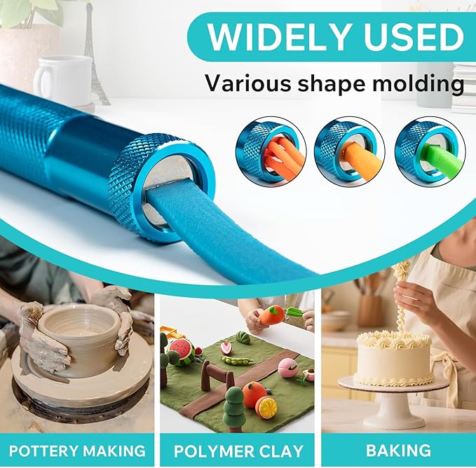 Polymer Clay tools, Clay Extruder, Sugar Paste Extruder, Cake Fondant Tool Set for Decorating, Ceramics & Pottery Clay Extruders Mixers & Presses (Blue)