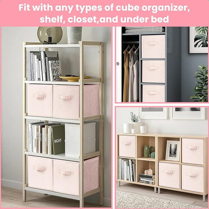 Criusia Storage Cubes - 13 Inch Heavy Duty Fabric Storage Bins for Shelves Closet Cube Organizer - 8 Pack Collapsible Cube Storage Bins Baskets for Clothes Blankets Toys - Nursery Organization - Image 6