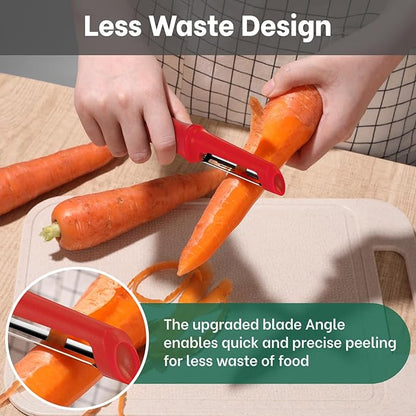 Beneno Swivel Vegetable Peeler, Razor-Sharp Smooth Peeling Potato Peelers with Stainless Steel Blades, Ergonomic Comfort Non-Slip Rubber Handle, Durable Kitchen Peelers with Potato Eye Remover, Red - Image 5