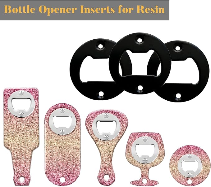 Bottle Opener Insert - 50 Sets Stainless Steel Inserts Kit with Screws Screwdriver for DIY Resin Mould Kit Hardware Parts Supply（black) - Image 3