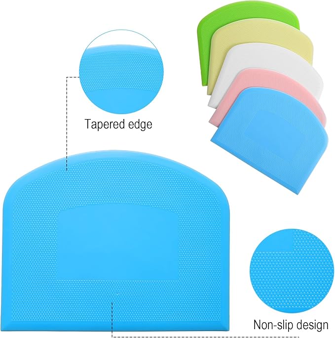 10 Pcs Plastic Bench Scraper for Baking - Bowl Dough Scraper for Bread Cutter - Multifunctional Kitchen food Scrapers Tool with Curved Edge, Cake Baking, Fondant Icing Smoother - Image 3