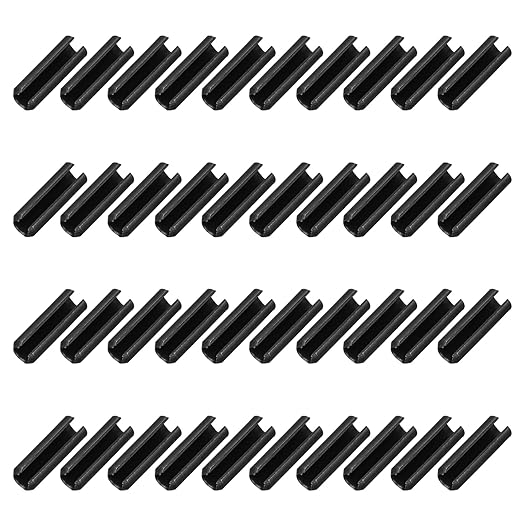 MECCANIXITY 120Pcs Slotted Split Roll Pins 3/25 Inch(3mm) Dia. 2/5 Inch(10mm) Length 65Mn Steel Spring Tension Expansion Dowels for Secure Fastening, Black