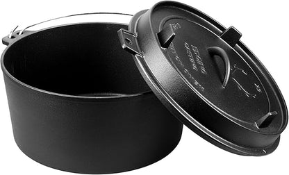 EDGING CASTING Pre-Seasoned Cast Iron Camping Dutch Ovens, Outdoor Camping Dutch Oven Pot with Lid Tripod, 8 Quart