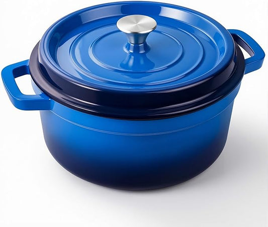 Miereirl 6.5 Quart Enameled Dutch Oven Pot with Lid, Cast Iron Dutch Oven with Dual Handles for Bread Baking, Cooking, Non-stick Enamel Coated Cookware (Dark Blue) by Miereirl