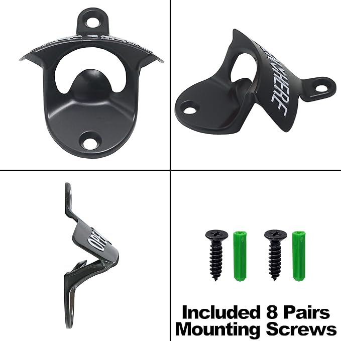 8PCS Bottle Opener Wall Mount Rustproof Black Screw in Wall Beer Cap Opener for DIY Handicrafts - Image 4
