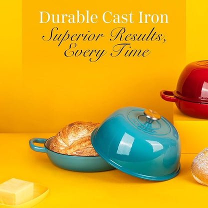 Enamelled Cast Iron Dutch Oven Pot – Dutch Oven For Sourdough Bread Baking – Cast Iron Bread Pot – Blue, 6 Quarts, 26cm – by Nuovva - Image 9