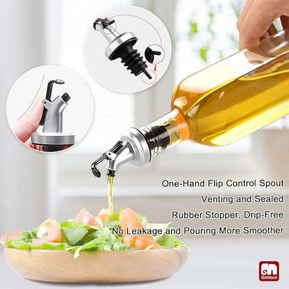 GMISUN Olive Oil Dispenser And Vinegar Bottle 3 Pack 17oz, For Kitchen, Glass Cooking Oil Container Cruet with Pourer Spout, Funnel And Labels, Clear - Image 3