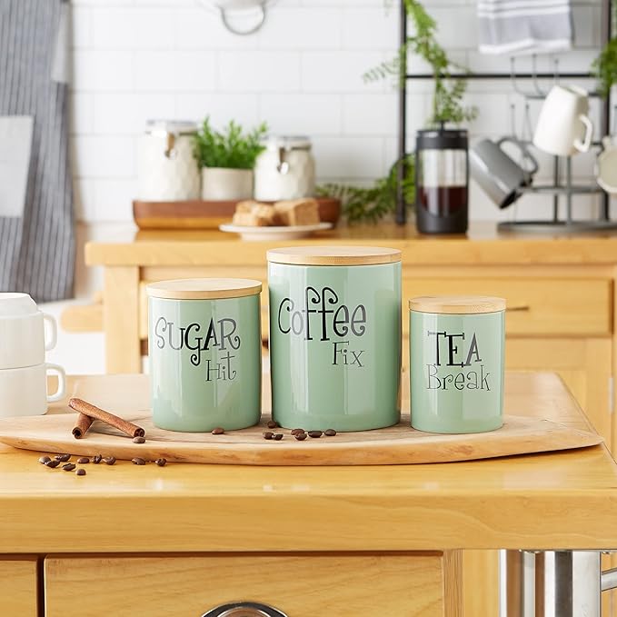 DII Kitchen Accessories Retro Collection Ceramics, Canister Set, Jadeite, 3 Piece - Image 4