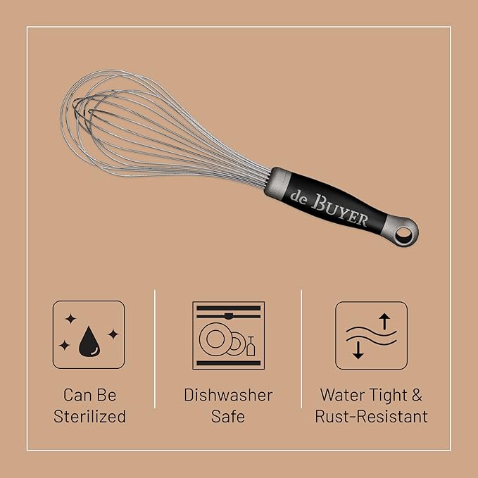 de Buyer GOMA Universal Whisk - 11.75” - Ideal for Commercial & Home Kitchens - Designed for Heavy, Frequent Use - Ergonomic & No-Slip Grip - Dishwasher Safe - Image 3