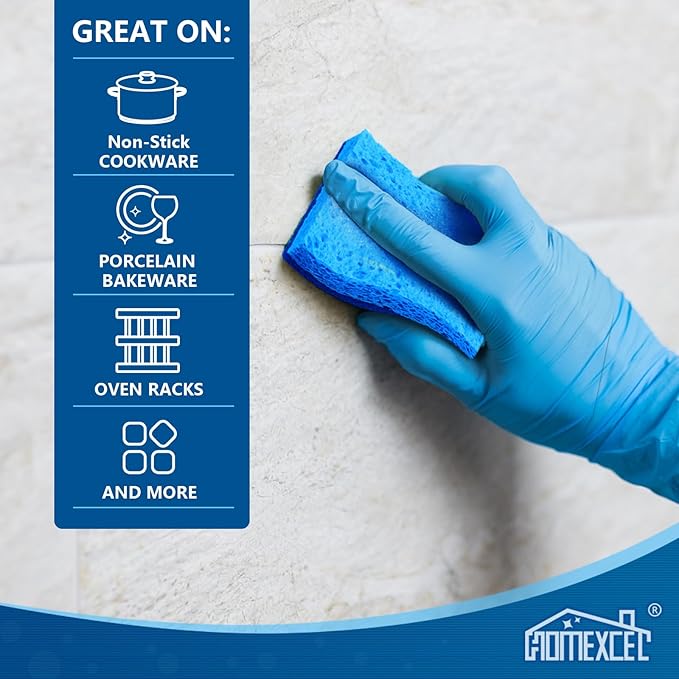 HOMEXCEL Sponges Kitchen 24pcs Non-Scratch for Dishes, Blue Scrub Cleaning Sponge for Non-Coated Cookware, Dishes, Pots, Pans, Dual Sided Dish Sponge for Kitchen, Household, Bathroom - Image 4