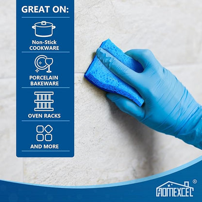 HOMEXCEL Sponges Kitchen 24pcs Non-Scratch for Dishes, Blue Scrub Cleaning Sponge for Non-Coated Cookware, Dishes, Pots, Pans, Dual Sided Dish Sponge for Kitchen, Household, Bathroom - Image 4