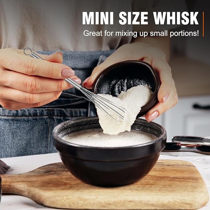 Walfos Mini Whisk,304 Anti-Rust Small whisk,Sturdy Stainless Steel Wire Tiny Whisks 6+7+8in,Ideal for mixing individual eggs, jams, spices and other small portion ingredients.(3pcs） - Image 6