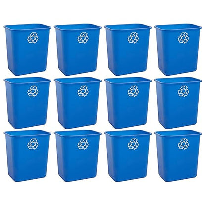 United Solutions 7 Gallon / 28 Quart Space Saving Recycling Bin, Fits Under Desk and Small, Narrow Spaces in Commercial, Kitchen, Home Office, and Dorm, Easy to Clean, Recycle Blue (Pack of 12) by UNITEDSOLUTIONS