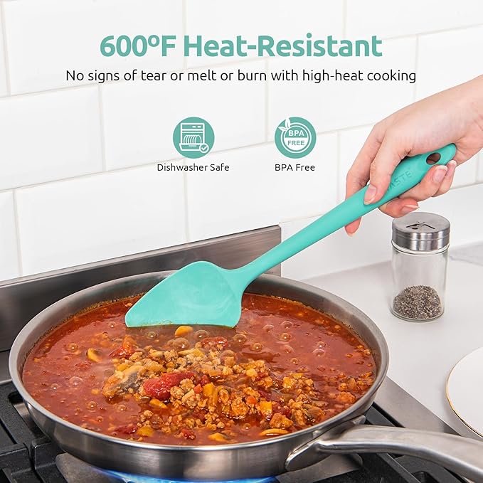 U-Taste Silicone Spatula Set with 600 Degrees Fahrenheit Heat Resistant (Teal/Aqua Sky) - Image 3