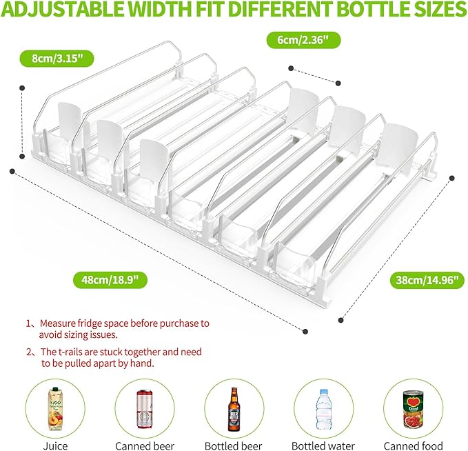 Coanto Drink Organizer for Fridge, Soda Can Dispenser for Refrigerator, Automatic Self-Pushing Fridge Drink Dispenser Holds up to 30 Cans, 6 Row - Image 6