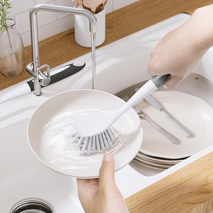Amazer Dish Brush, 2 Pack Dish Scrubber with Handle, Kitchen Dishes Brushes, Scrub Brush with Stiff Bristles for Cleaning, Sink, Pots, Pans - Image 8