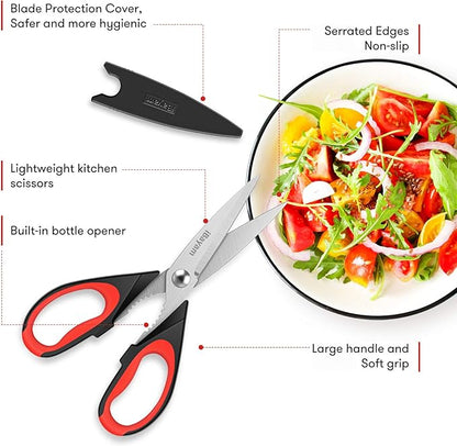 iBayam Kitchen Scissors All Purpose Heavy Duty 2 Pack with Protective Sheath, Stainless Steel Shears Kitchen Utensils Set for Cutting Food Cooking Meat Poultry Dishwasher Safe Soft Comfort-Grip - Image 7