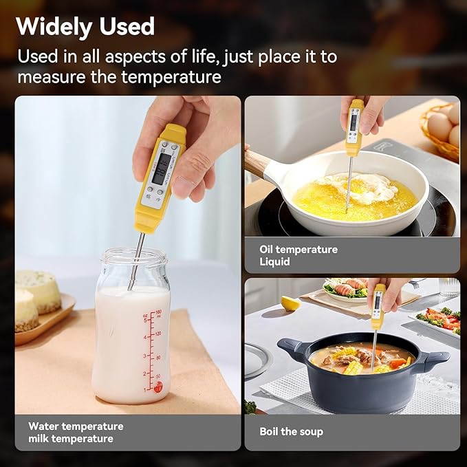 Akozon Digital Food Thermometer Automatic Calibration Pen High Accuracy Electronic Pocket Thermometer Yellow Home and Family Appliance and Decor - Image 7