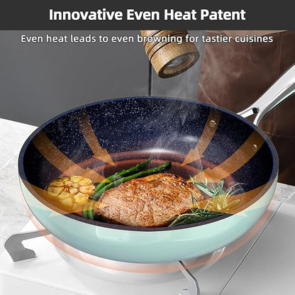 Nuwave Lux 13pc Forged Lightweight Cookware Set PFAS Free, Healthy G10 Duralon Ceramic Coating, Ultra Non-Stick, Stay-Cool Handles, Works on All Cooktops & Induction Ready