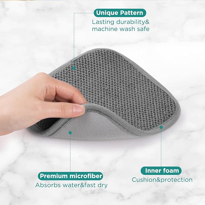 GeeRic Microfiber Dish Drying Mat, Super Absorbent Kitchen Dish Drying Pad for Mother's Day, Reversible Gift Mats for Countertop, 7 * 7 inch Gray - Image 3