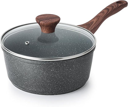 SENSARTE Nonstick Saucepan with Lid, 2.0 Quarts Small Pot with Swiss Granite Coating, Stay-cool Handle, Handy Sauce Pot Small Kitchen Cooking Pot, Induction Comptable, Free of Intentionally Added PFOA by SENSARTE