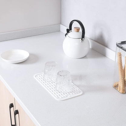 MicoYang Silicone Dish Drying Mat for Multiple Usage,Easy clean,Eco-friendly,Heat-resistant Silicone Mat for Kitchen Counter or Sink,Refrigerator or Drawer Liner White S 12 inches x 6 inches - Image 7
