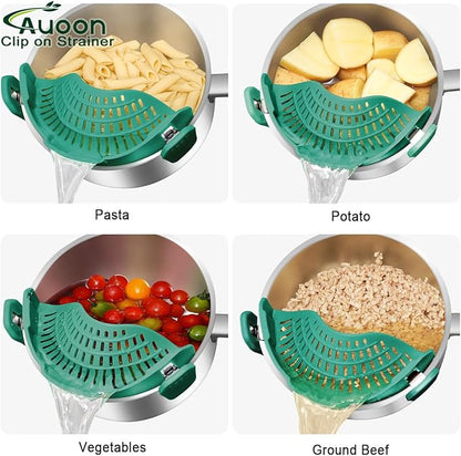 AUOON Oversized Pot Strainer Clip on Silicone - Family-Style Design Pasta Strainer Heat Resistant Kitchen Colander for Spaghetti and Noodles | Dishwasher Safe - Image 5