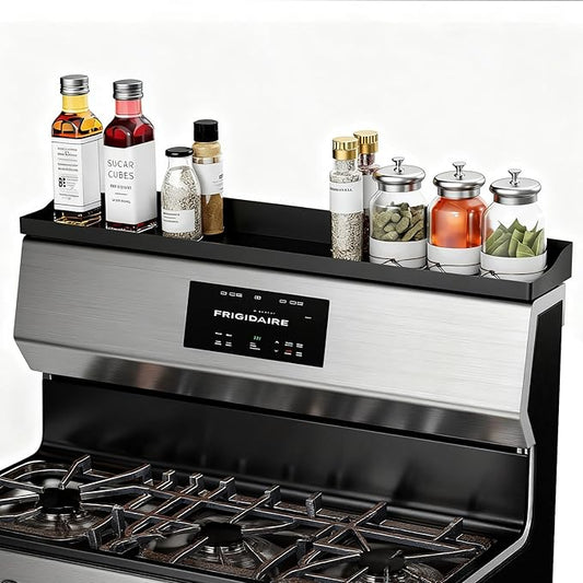 Foeacry 30" Magnetic Stove Top Shelf - Stainless Steel Magnetic Spice organizer for above the Over stove shelf kitchen small space solutions by Foeacry