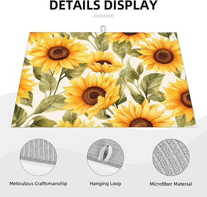 Yellow Sunflower Dish Drying Mat - Reversible Microfiber Design - Absorbent And Versatile Kitchen Essential White - Image 4
