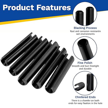 248 Pcs SAE Roll Pin Assortment Set Steel Split Expansion Pin 10 Sizes 1/16 5/64 3/32 1/8 5/32 3/16 7/32 1/4 5/16 3/8 Inch for Automotive Repair Machinery Home