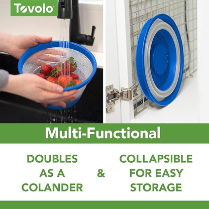Tovolo Microwave Splatter Cover for Food, Small (Blue) - Collapsible & Vented Silicone Splatter Guard Lid - Microwave Plate & Dish Cover with Handle - BPA-Free Kitchen Gadget for Meal Prep - Image 4
