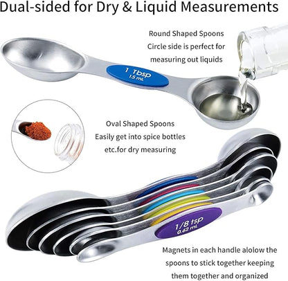 Magnetic Measuring Spoons Set and Measuring Cups Heavy Duty Stainless Steel Fits in Spice Jars for Baking & Cooking (14) - Image 3