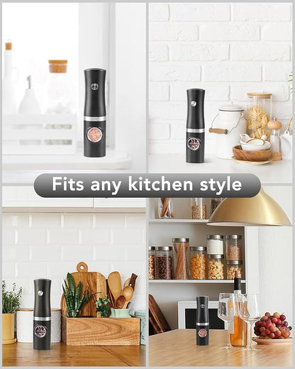 FORLIM Rechargeable Electric Salt and Pepper Grinder Set with Charging Base, Automatic Pepper Mill, Adjustable Coarseness, White LED Light, USB Type-C Cable, One Hand Operation, 2 Mills - Image 7