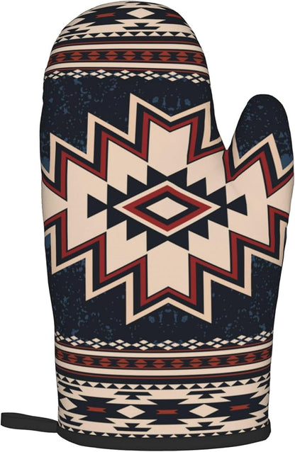 Oven Mitt and Pot Holders Sets - Boho Kitchen Mitts Decorative Tribal Oven Gloves Bohemian Hot Pads Set of 2 for Cooking BBQ Baking Grilling - Image 8