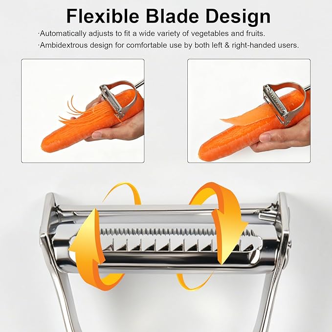 Stainless Steel 2 in 1 Julienne Peeler – Dual Blade Vegetable Cutter for Peeling & Julienne, Multifunction Tool for Potato Carrot Zucchini Cucumber, Kitchen Gift