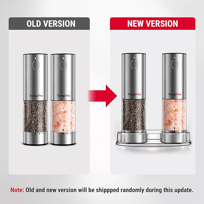 TempPro 100ml Electric Salt and Pepper Grinder Set Rechargeable, Automatic Pepper Grinder Shakers with External Adjustment, Refillable Pepper Mill Set with Cover & LED, 2-Pack(Previously ThermoPro) - Image 8